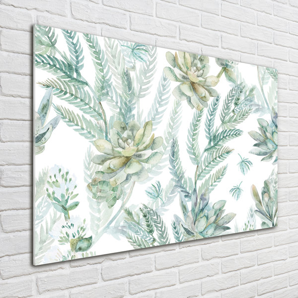 Ebern Designs Glasbild Blumen Und Bl Tter Wayfair De